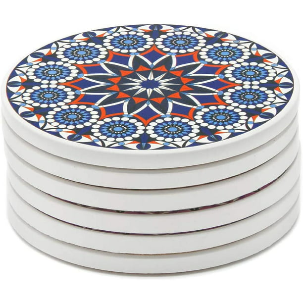 Handmade Natural Ceramic Tile/Stone Drink Coasters H Moroccan 2 Set of 4 